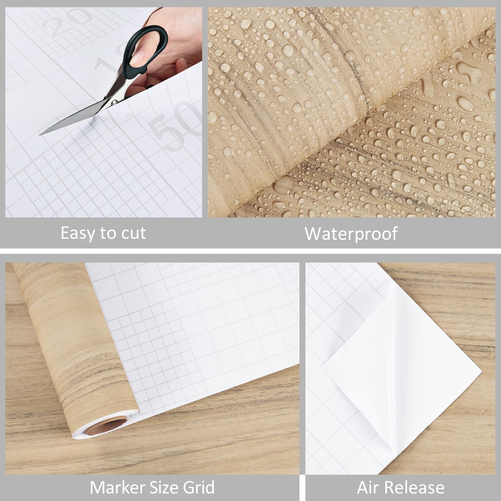 WESTICK Papel de contacto de grano de madera claro para encimeras de despegar y pegar, papel tapiz de madera impermeable para armarios de cocina, papel de contacto de madera autoadhesivo para