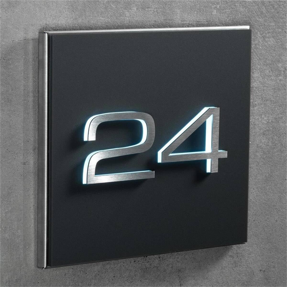 Metzler Individuelle Hausnummer matt in Anthrazit neu - 3D Design - Edelstahl massiv & nicht rostend - LED-Beleuchtung - alle Zahlen - direkt vom Hersteller