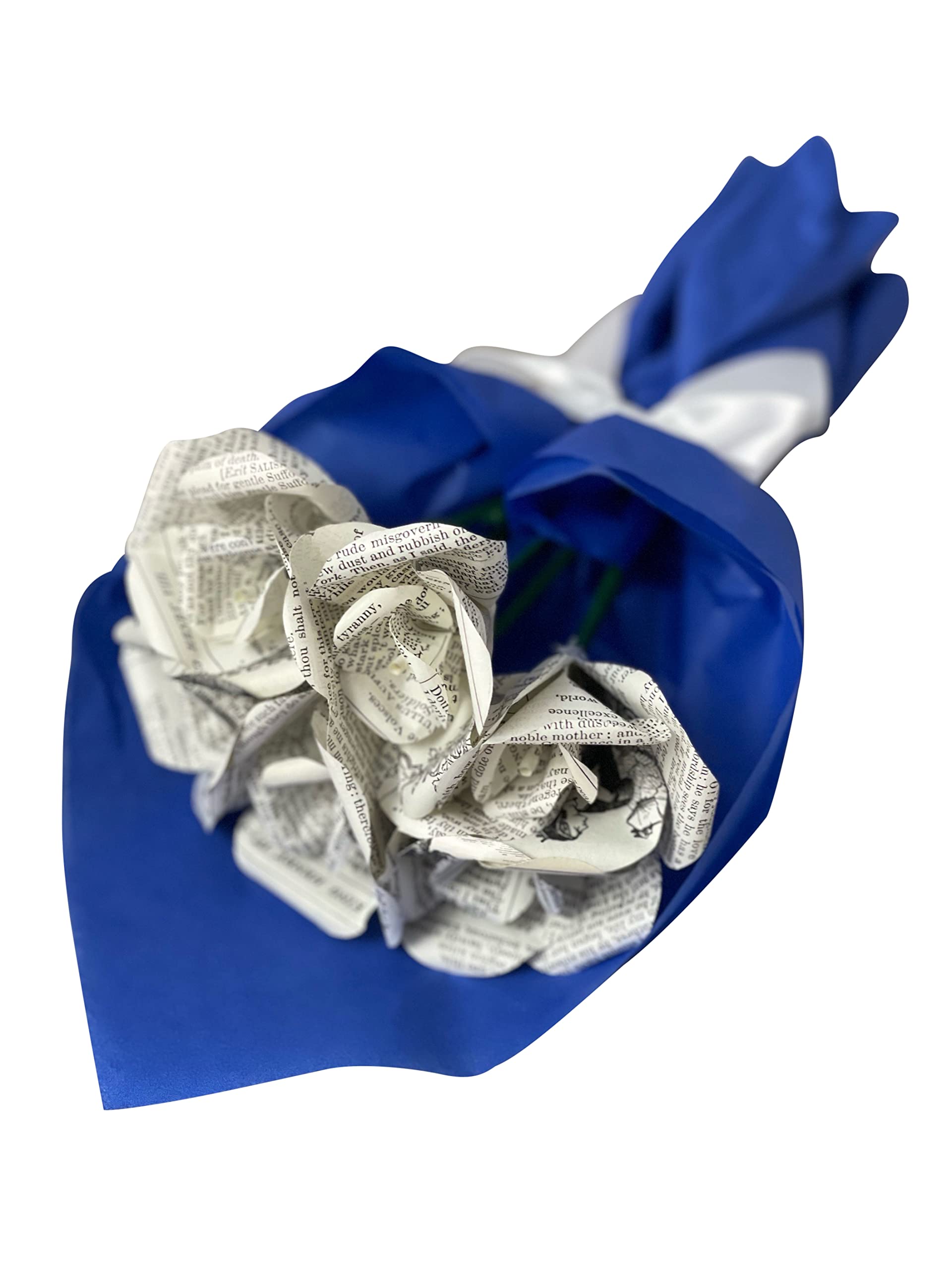 Handmade Shakespeare Paper Flower Bouquet, Six Book Page Mini Roses Made From The Works of Shakespeare- Gift for Anniversary, Birthday, Graduation, Weddings- Small Arrangement