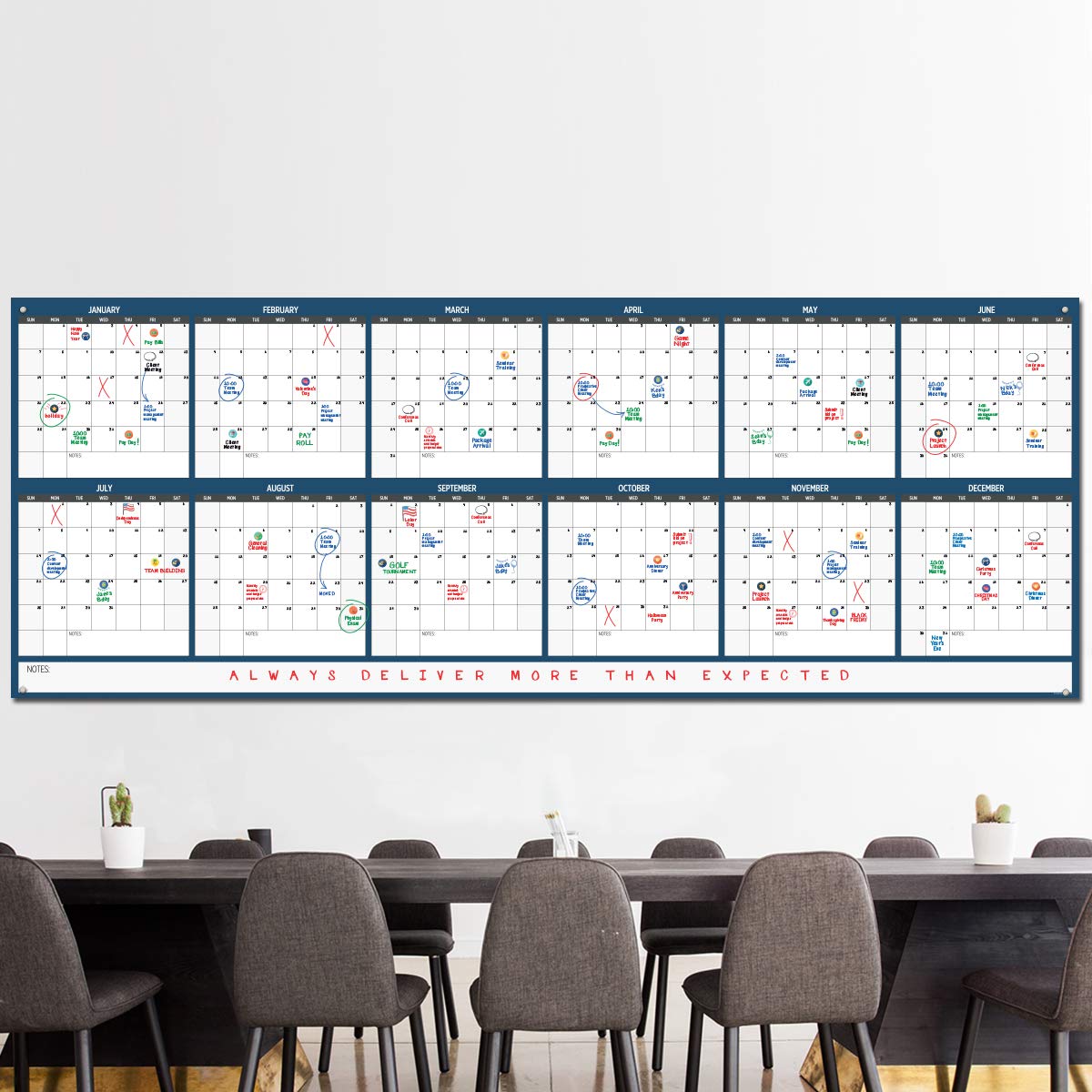 Large Dry Erase Wall Calendar 36 X 96 Undated Blank 2022 Reusable 