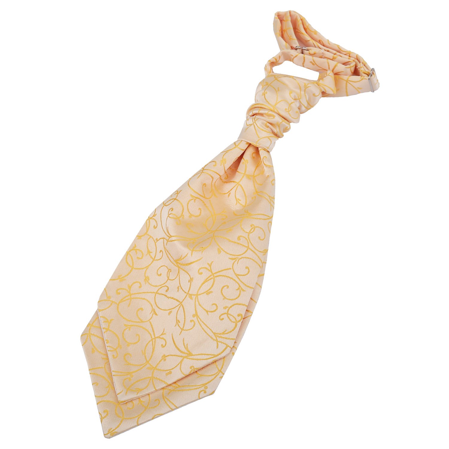 Dqt Boys Gold Swirl Floral Pre-Tied Scrunchie Cravat - Wedding Page Formal