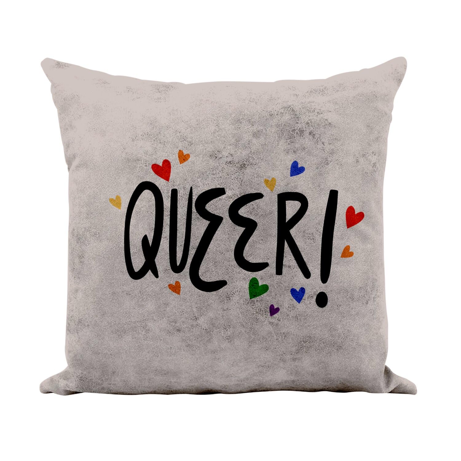 Coussin LGBT Pride Arc-en-Ciel Similicuir Camel pour Salon Moderne