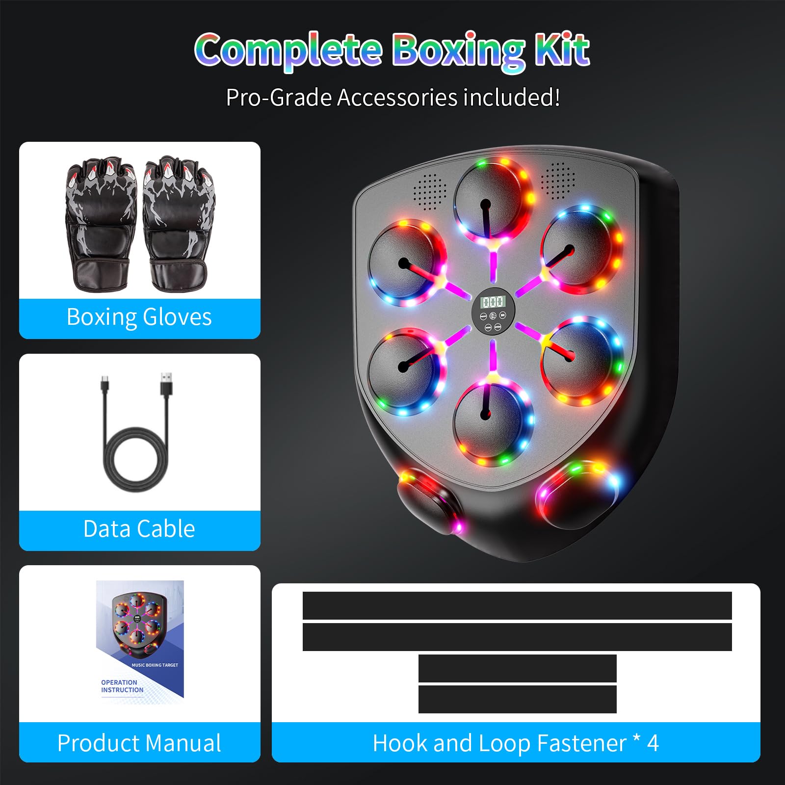 Music Boxing Machine per Adulti con Luci LED Bluetooth e Guantoni Allenamento Ideale Casa Ufficio Palestra Attrezzatura Professionale