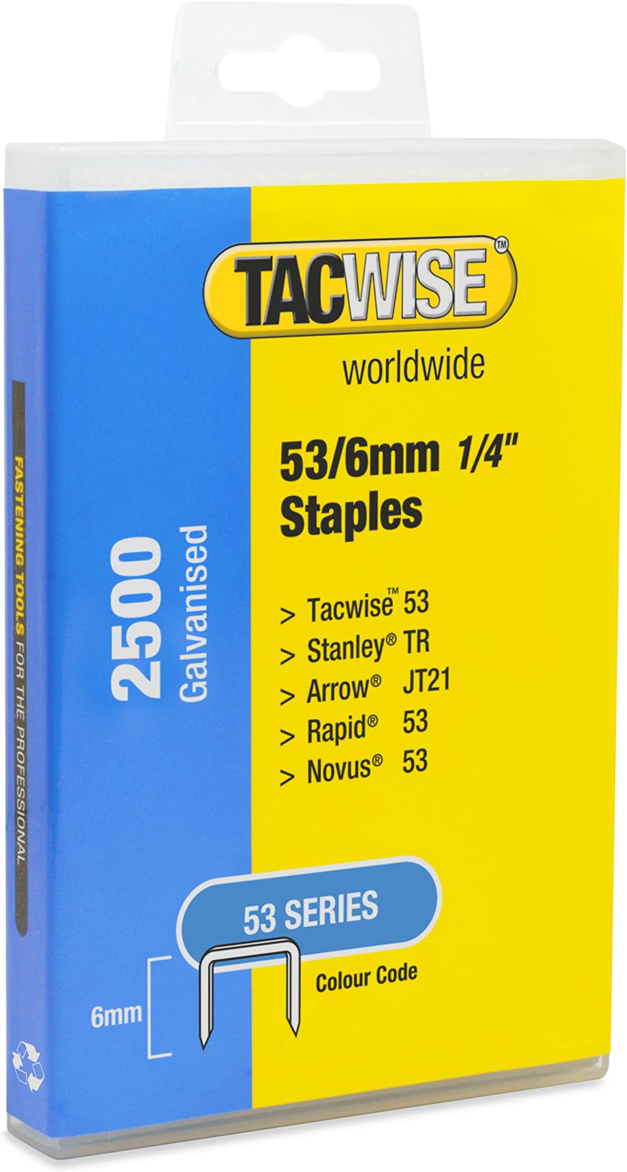 Tacwise 1476 Type 53/6 mm Galvanised Staples, Pack of 2500