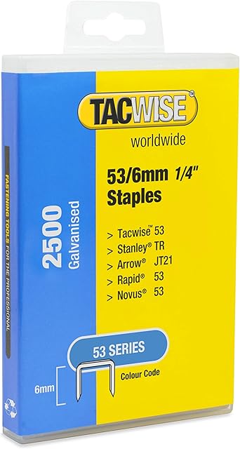 Tacwise 1476 Type 53 / 6 mm Heavy Duty Galvanised Staples, Pack of 2,500