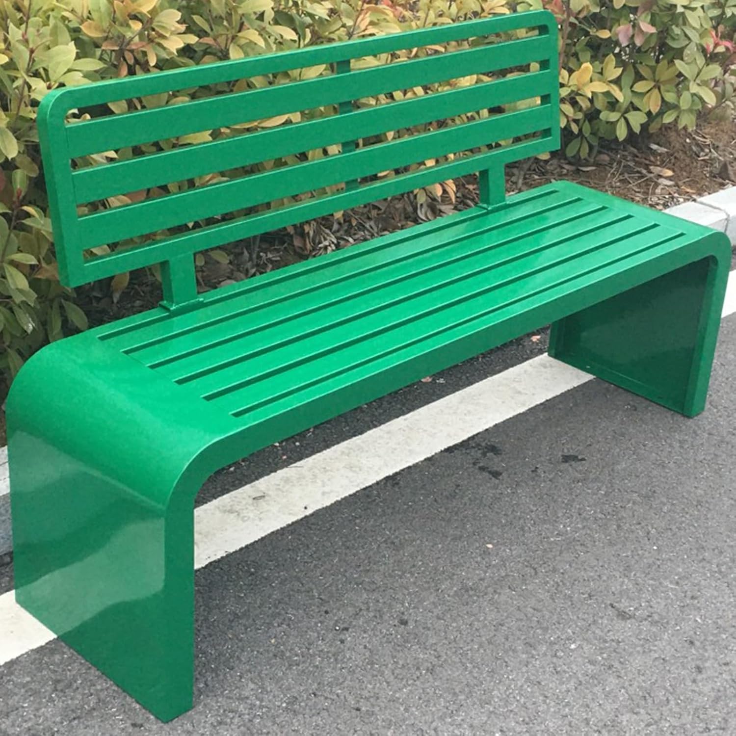 Metal Outdoor Garden Bench, Leisure Chair with Backrest and Armrests, Traditional 2-Seater Garden Bench, Slatted Seat Design, Patio Bench Chair for Indoor, Outdoor, Patio, Park(Green,100cm)