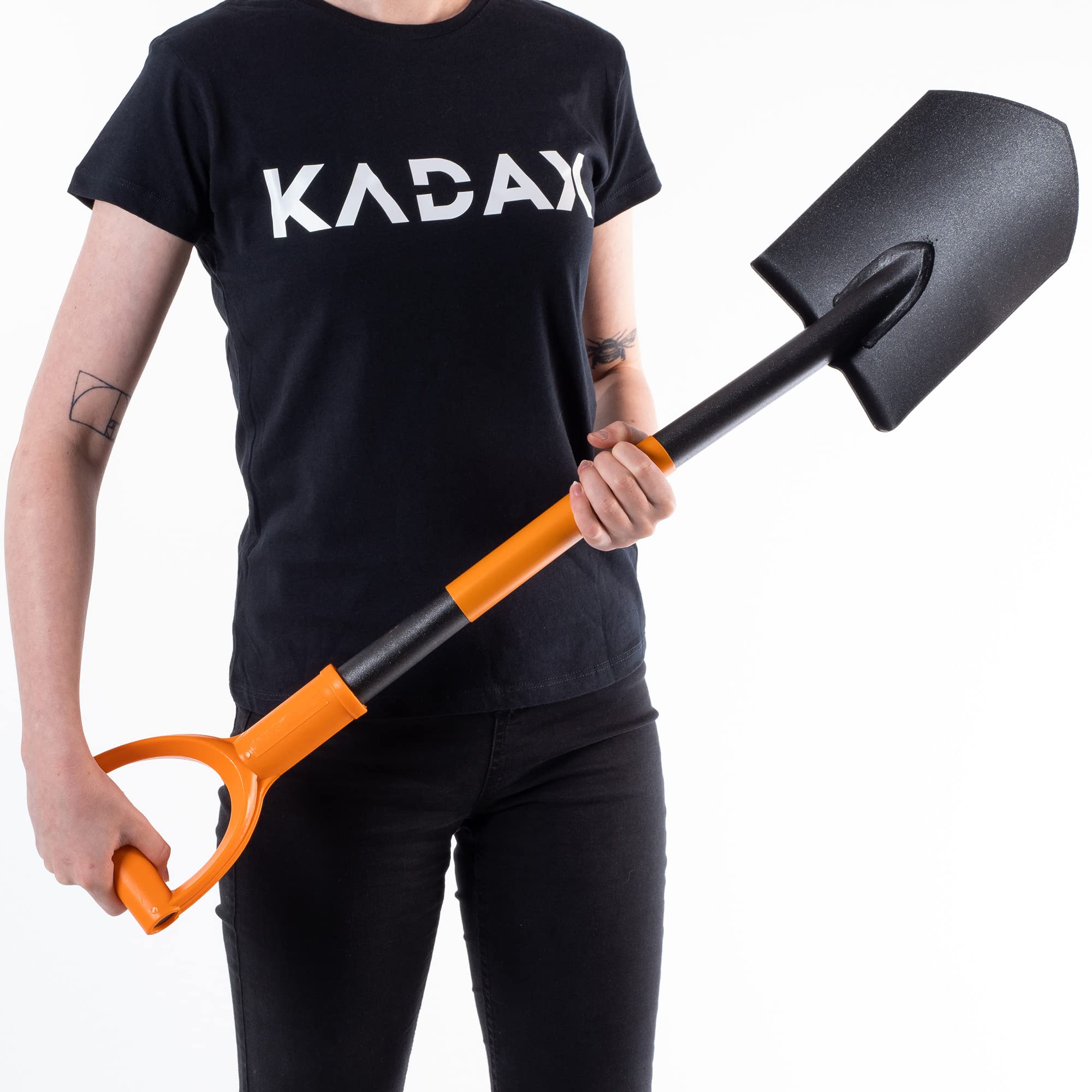 KADAX Pala Puntiaguda, Pala pionera, Pala de Jardinero con Mango en D, Pala de jardín, Pala con Mango metálico, Pala de cavar, Pala de cavar para jardín, Pala de jardín (86 cm, Negro/Naranja)