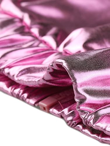 Miniatura 5 de Allegra K Chaqueta metálica holográfica brillante para mujer, manga larga, ligera, con cremallera