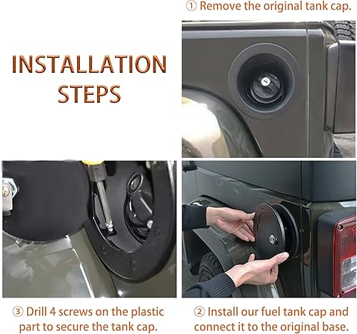 Miniatura 10 de Tapa de tanque de gas con bloqueo de puerta para Wrangler JK & Unlimited Sport Rubicon Sahara 2007-2017