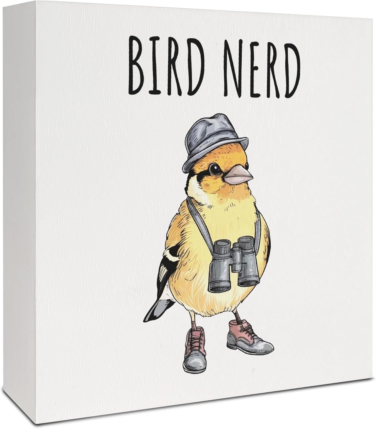 Funny Bird Nerd Wooden Box Sign, Gifts for Birds Lovers Watchers, Birding Gifts Wooden Box Sign for Home Desk Shelf Table Decor, 5x5 Inch
