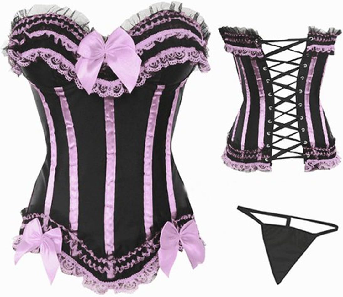 New Design Women's Corset Palace Style Strapless Corset-Black And Cherry Pink