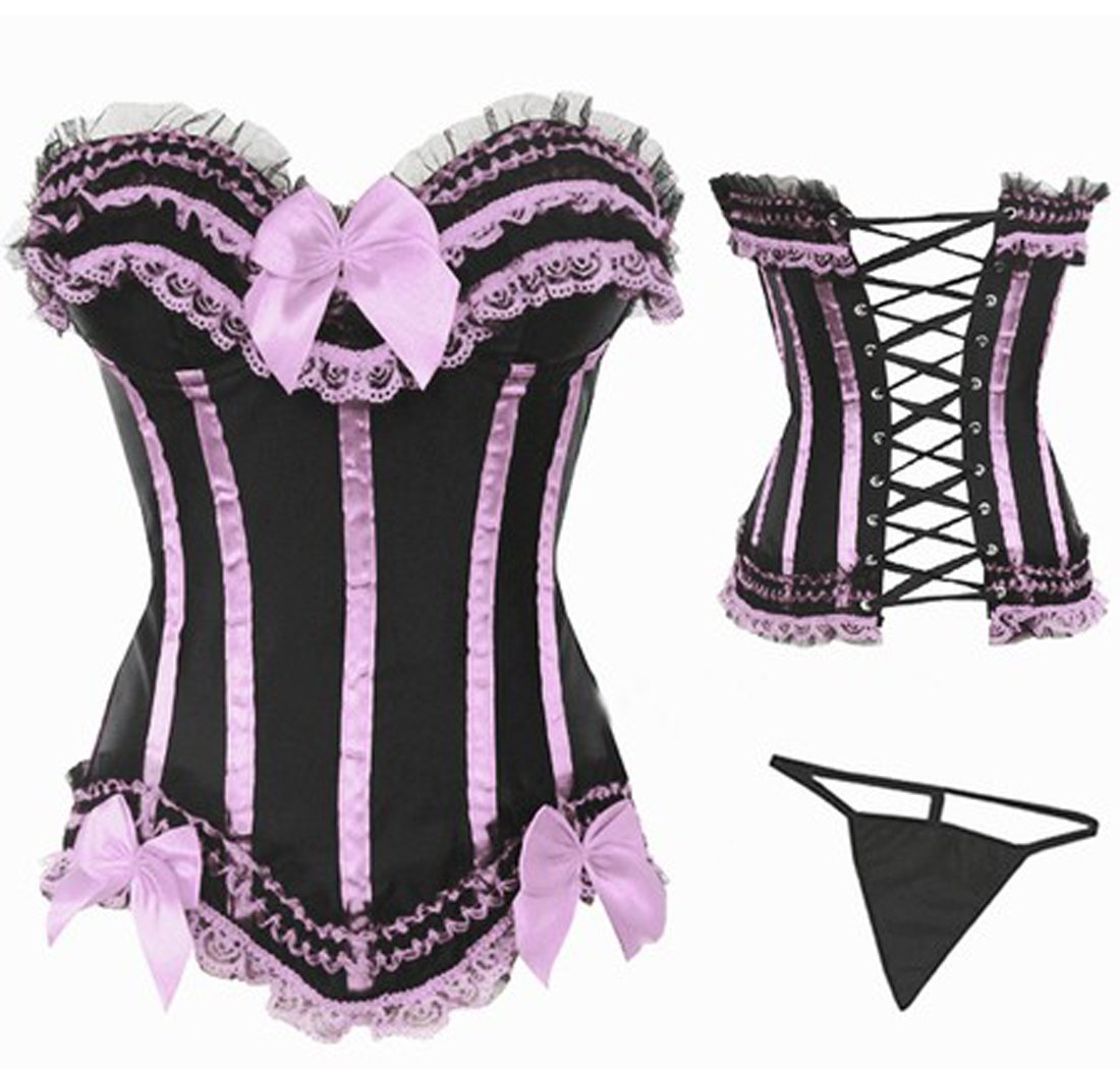 New Design Women's Corset Palace Style Strapless Corset-Black And Cherry Pink