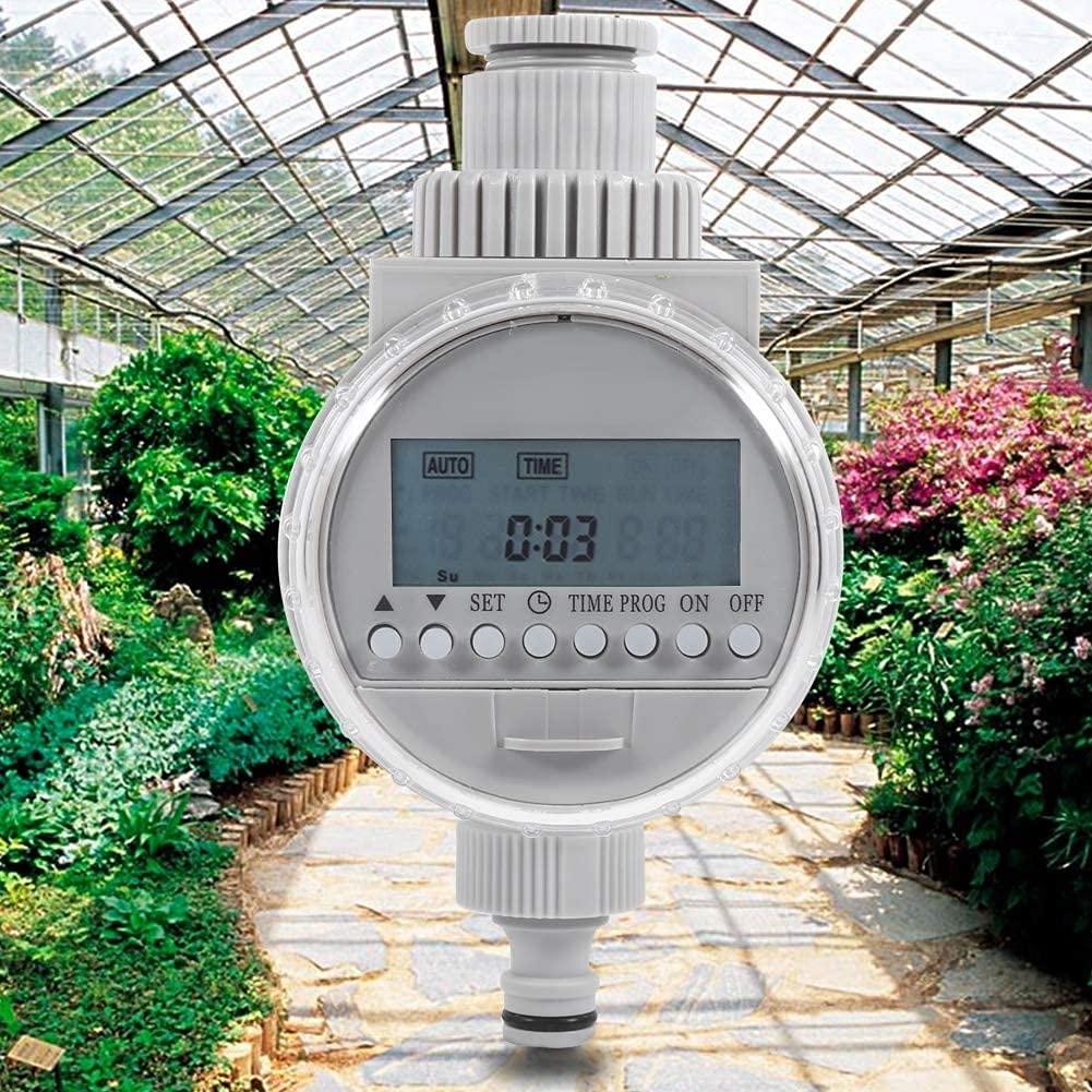 RJJ Temporizador de riego Solar Temporizador de Agua, Controlador de Grifo de Manguera Digital Controlador de rociadores programable para jardín Sistema automático de riego