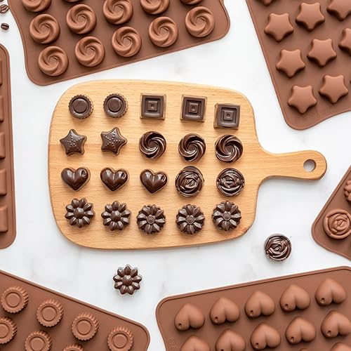 Miniatura 5 de Paquete de 6 moldes de chocolate para dulces, moldes de gelatina antiadherente de grado alimenticio, molde de crayón, molde de silicona para