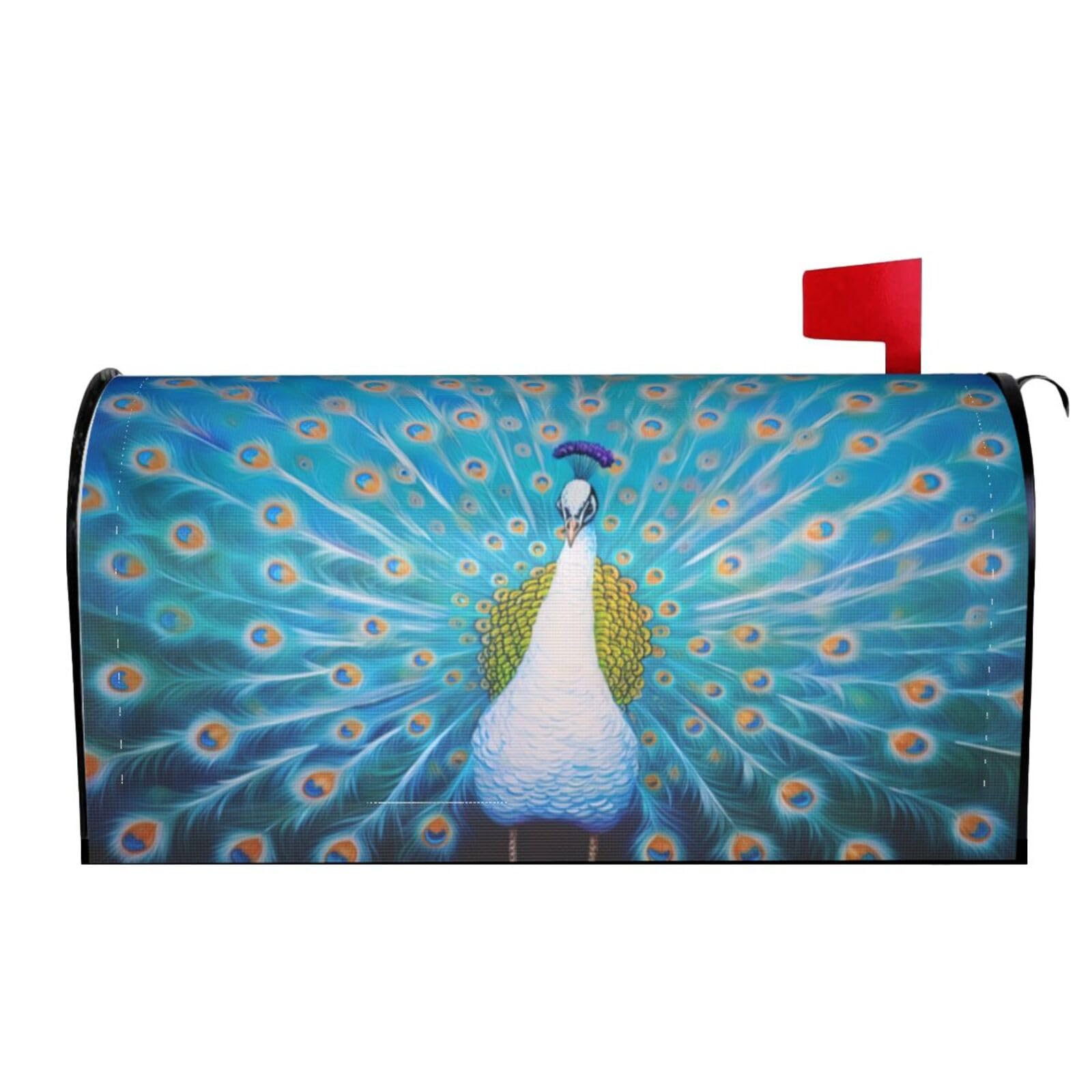 Peacock Feather Bird 05 Mailbox Covers Magnetic Wraps Post Letter Box Cover Garden Home Decor