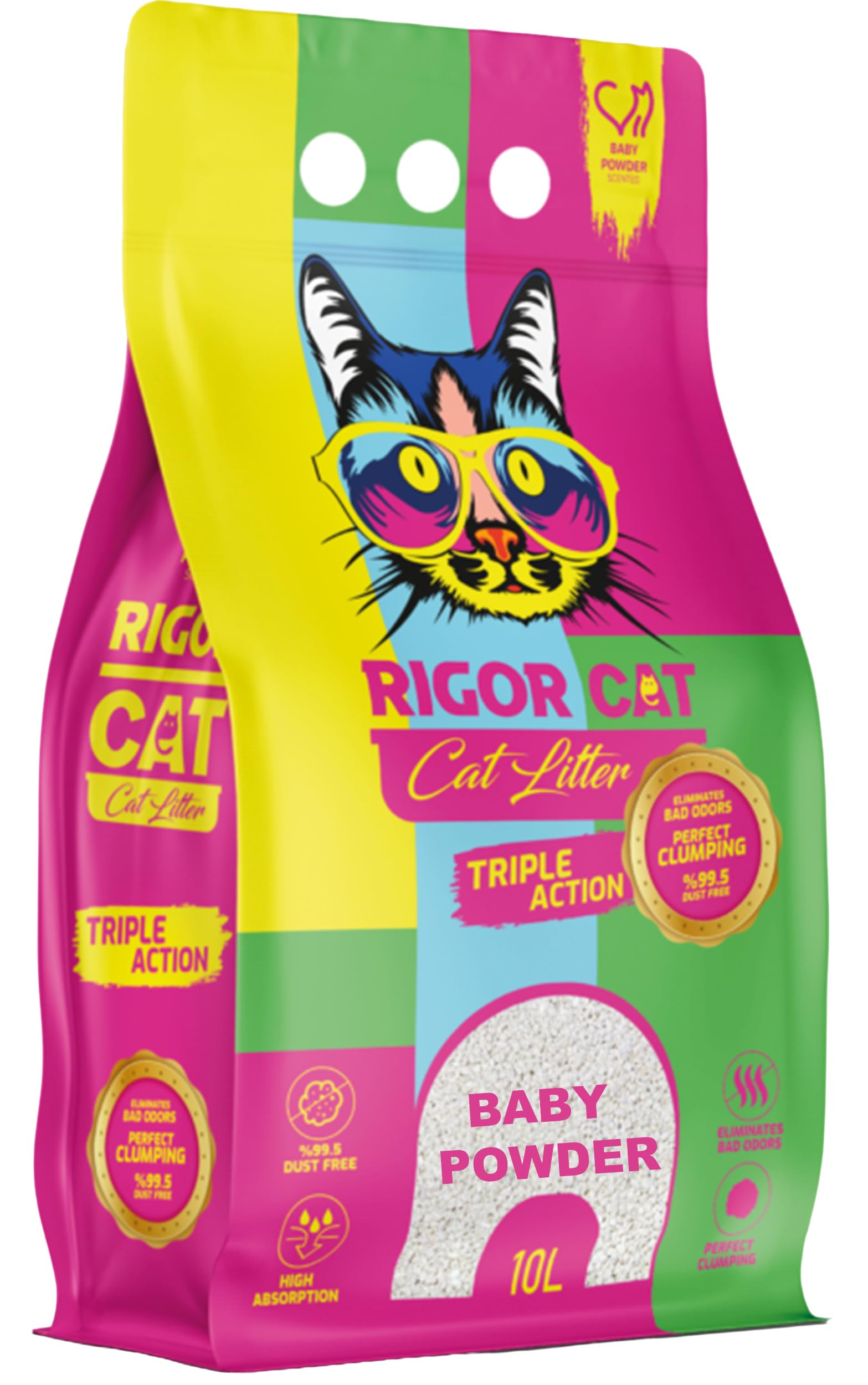 Ultra Clumping Cat Litter - High Absorption, Low Dust, Baby Powder scent, 10L, Strong Odour Control, Litterfree Paws, Long Lasting Clay