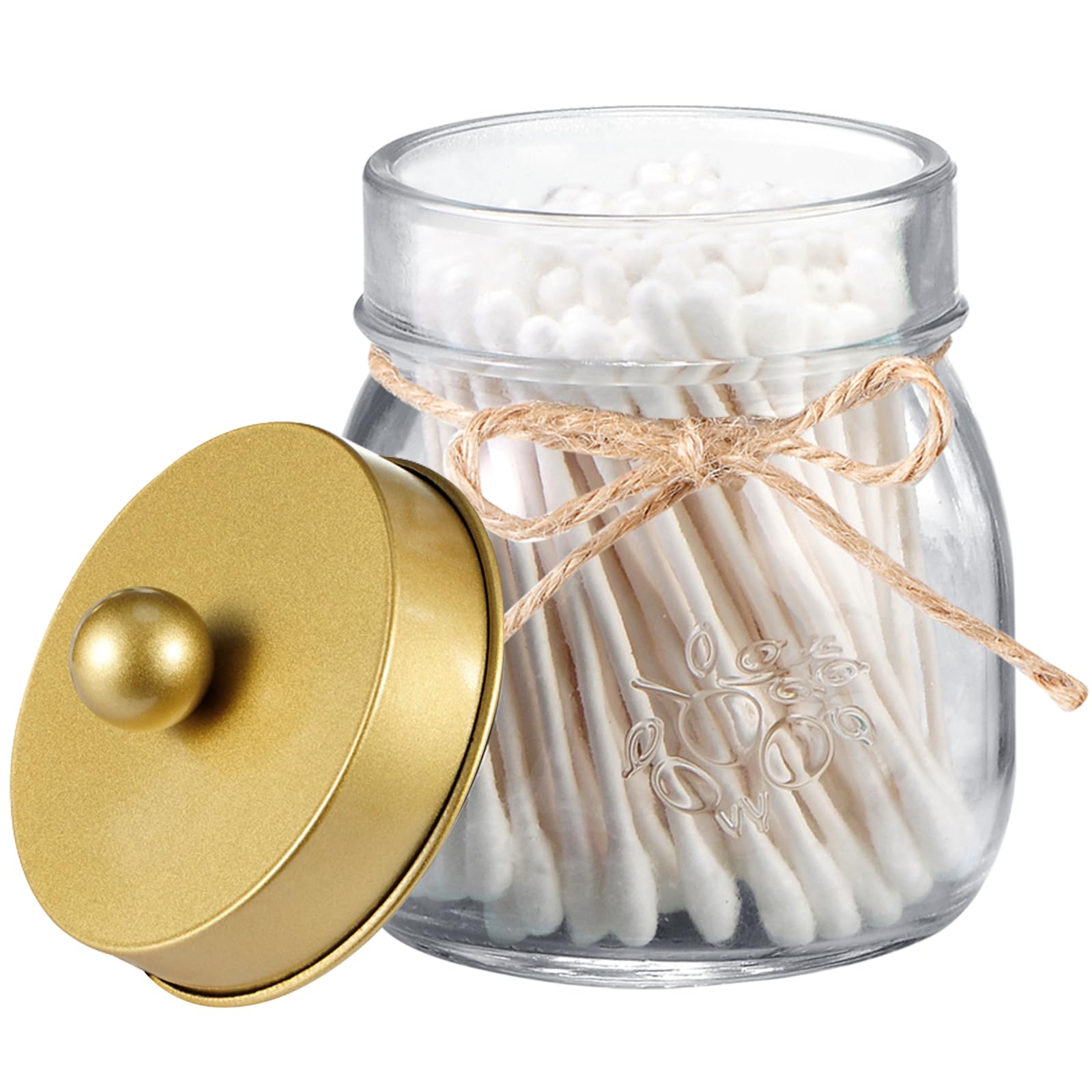 SheeChung Small Mason Jar Glass Qtip Holder Apothecary Jars with Lids Bathroom Organizers and Storage Bathroom Canister for