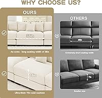 Vista 5 de Sofás seccionales de pana de 92 pulgadas para sala de estar, cómodo juego de sofás seccionales de gran tamaño con asiento profundo, sofás grandes