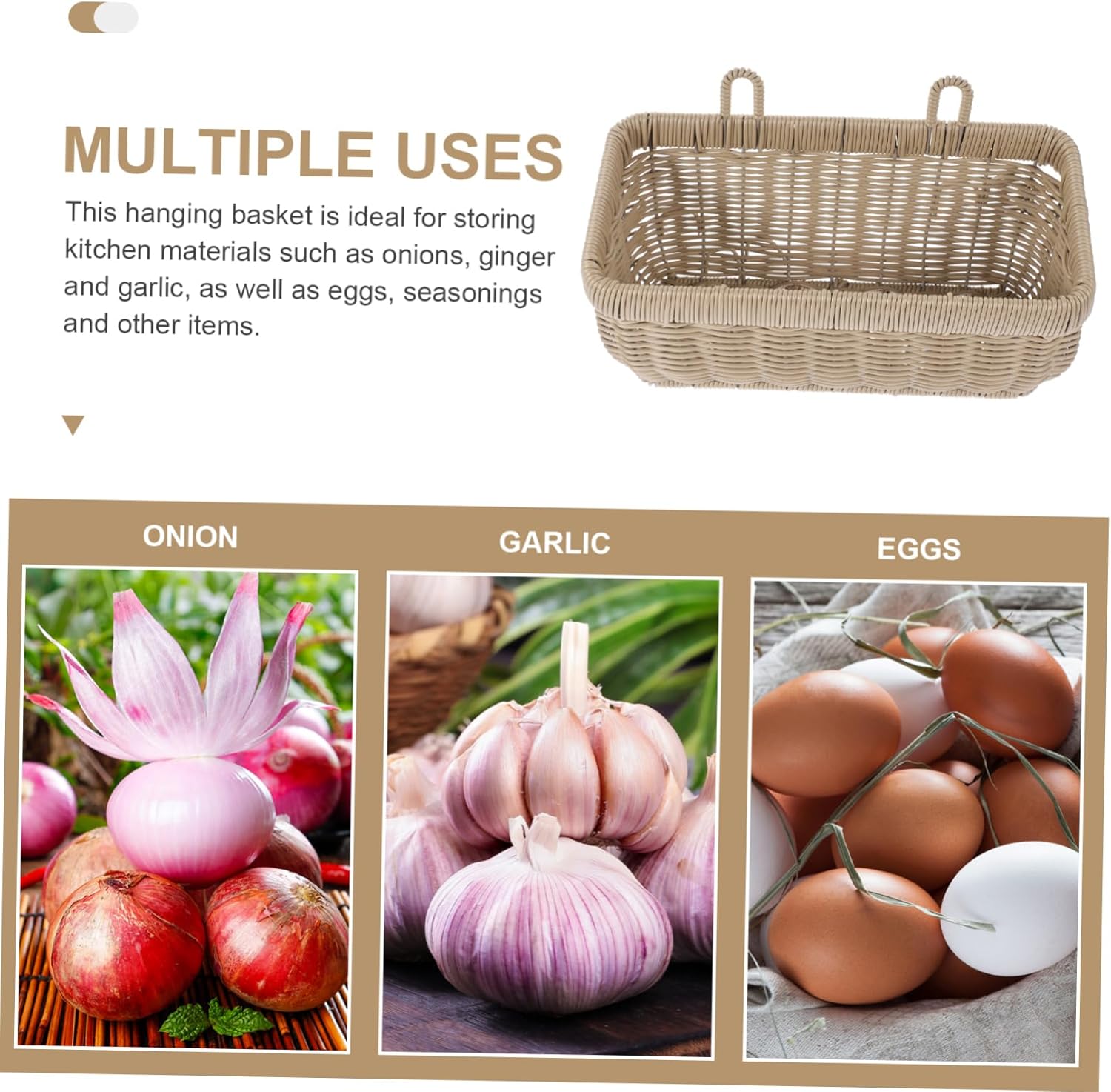 BESTOYARD 2pcs Woven Hanging Wall Basket for Kitchen Storage Basket for Vegetables Fruits and Garlic Space-saving Organizer for Clean and Tidy Spaces for Home Decor