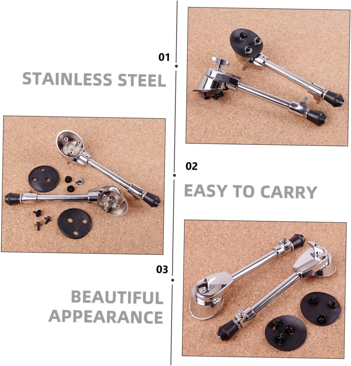 1 Set Drum Stand Drum Spur Support Rack Drum Legs Parts Bass Drum Legs Bass Drum Spurs Lightweight Bass Drum Support Stainless Drum Leg Bass Drum Parts Mount Stainless Steel Silver