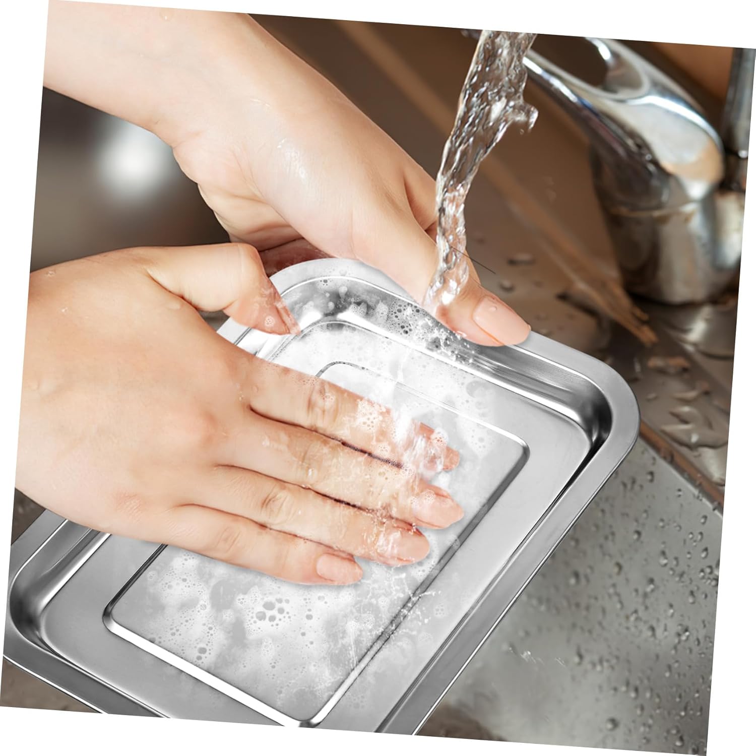 10 Pcs Stainless Steel Baking Sheets Non-deformable Cookie Trays with Smooth Edges for Even Heat Distribution Multipurpose Oven Bakeware Pans for Kitchen Baking