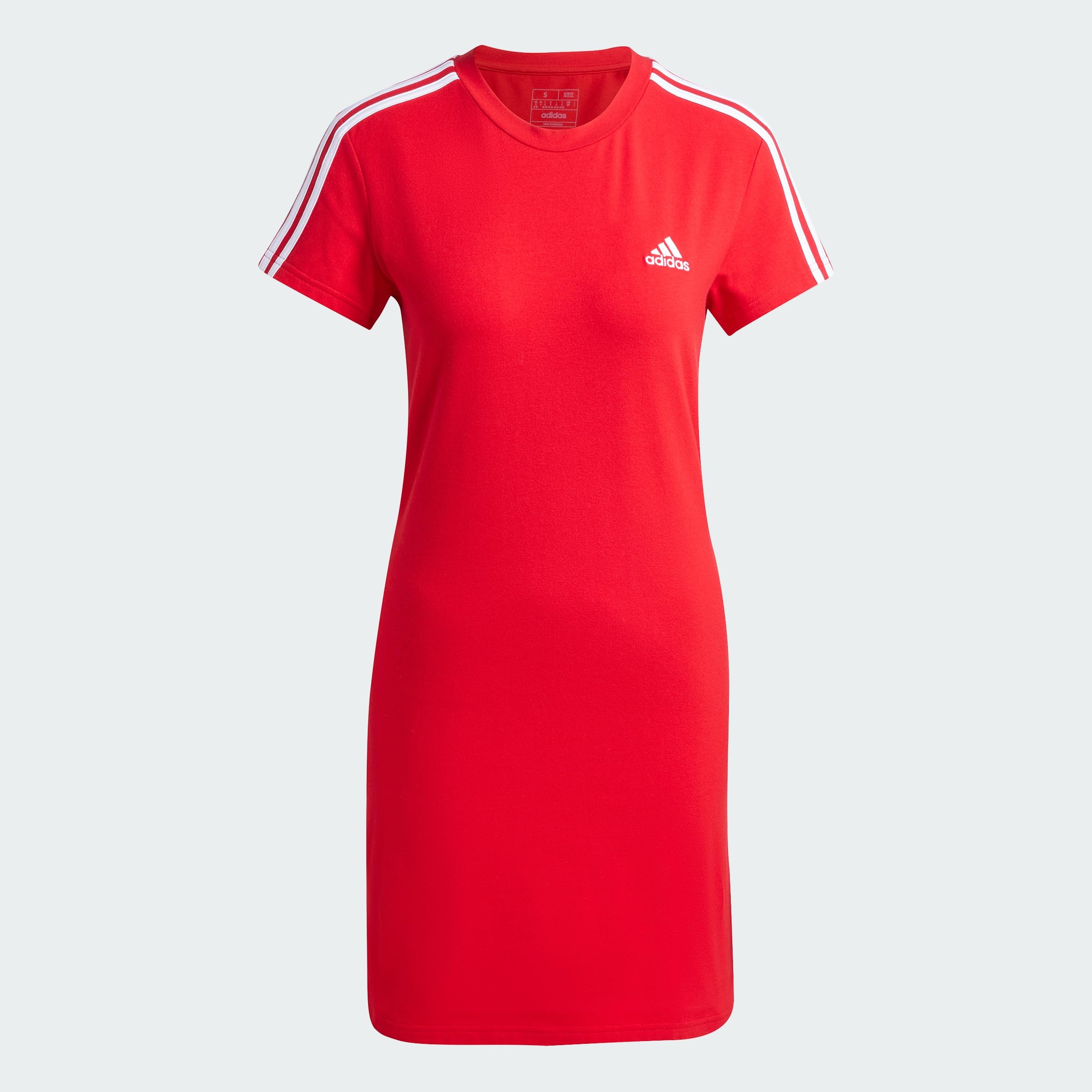 adidas Kobiety Essentials 3-Stripes Single Jersey Fitted Tee Dress, Better Scarlet S23, L
