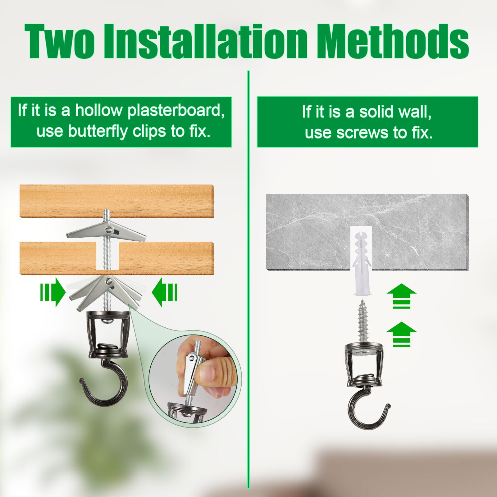 Ganchos Para Techo De Acero Inoxidable 304 - 20 Unidades De 4 Cm, Con Tornillos Y Tubos De Expansión