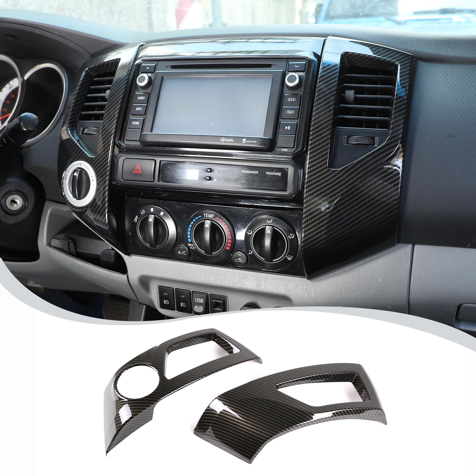 Embellecedor de marco de salida de aire para tablero de control central ABS de coche LLKUANG, compatible con Toyota Tacoma 2011, 2012, 2013, 2014 y 2015, accesorios interiores