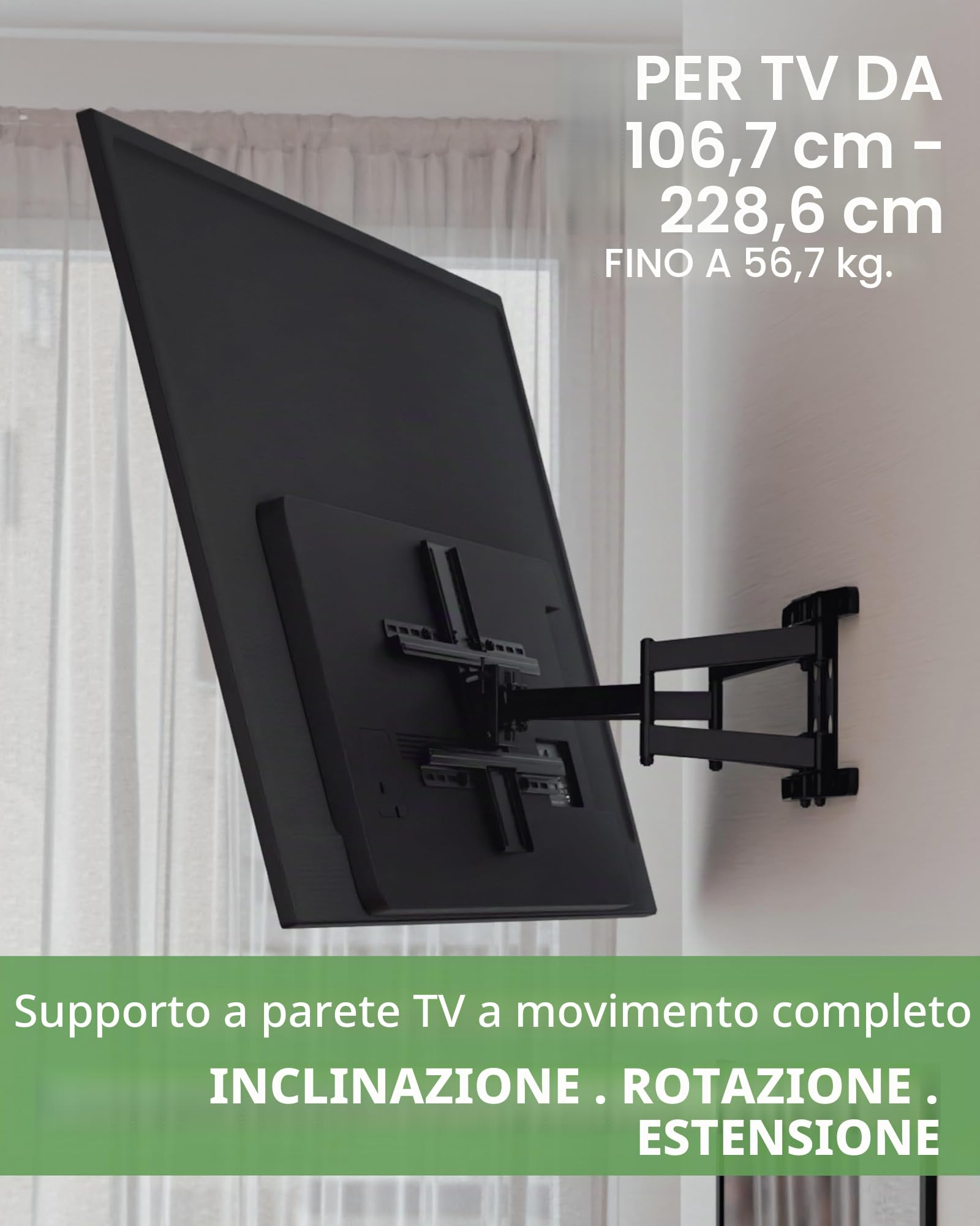 SANUS OLF22 - Supporto per TV Full Motion Premium per TV da 42"-90", robusto e liscio, orientabile e inclinabile, design universale per Samsung, LG, Vizio, TCL e altri, facile installazione