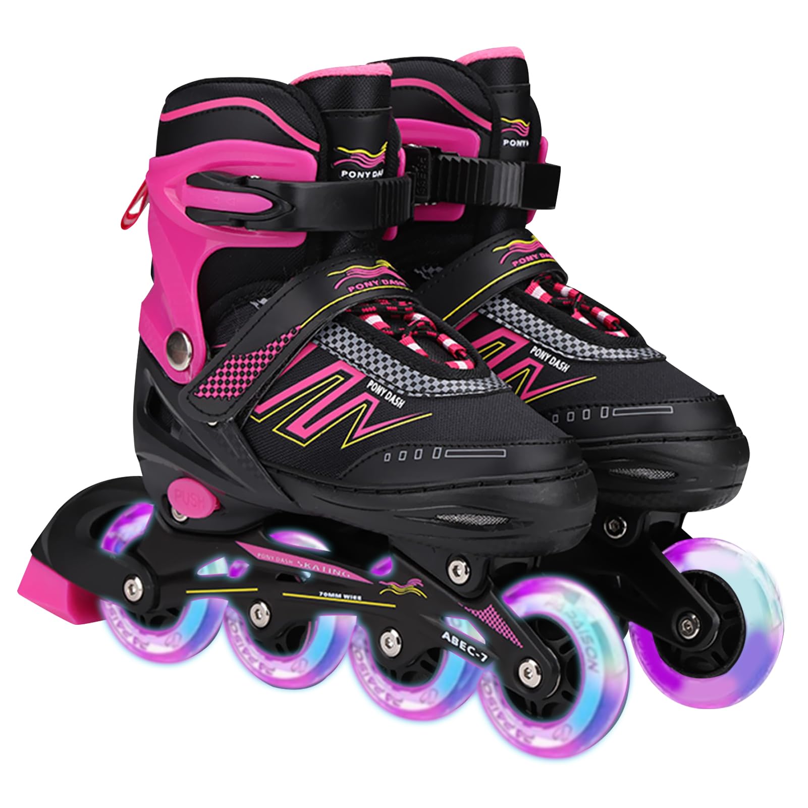DAYONG Kids Roller Skates, 4 Adjustable Sizes Inline Skates with Full Light Up Flash, Rollerblades with High Elastic PU Wheel and Breathable Fabric, Suitable for Boys Girls Beginner.