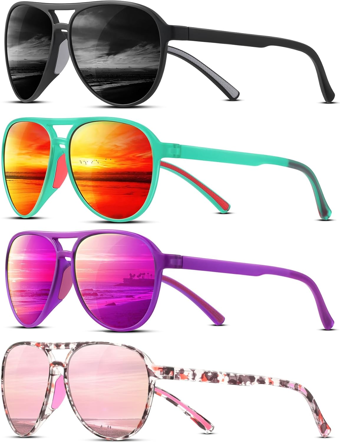 KUGUAOK Polarized Aviator Sunglasses for Women Men Sports Style UV400 Protection Running Sun Glasses Vintage Trendy Shades