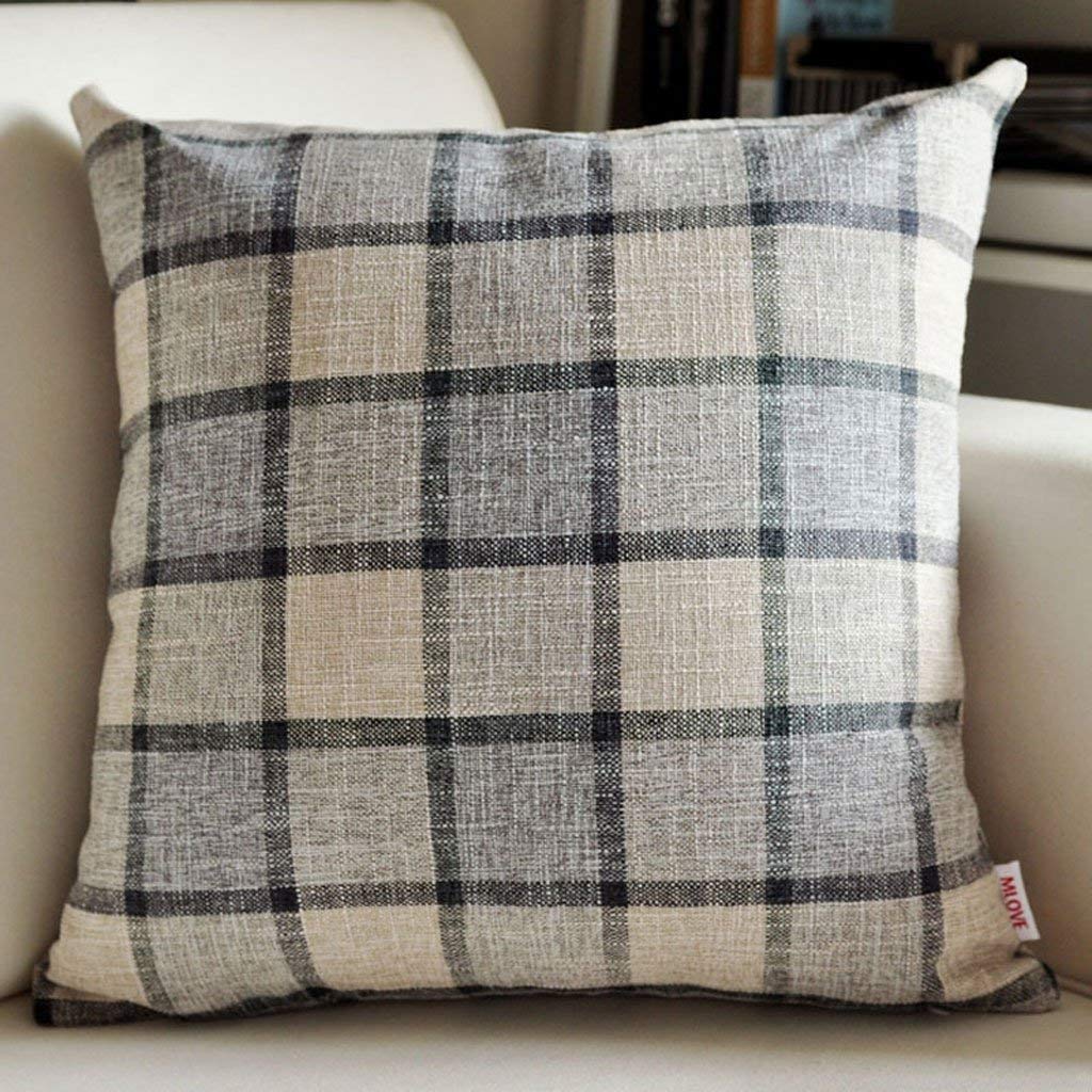 Coussin épais en coton de qualité supérieure, texture lin rayé gris