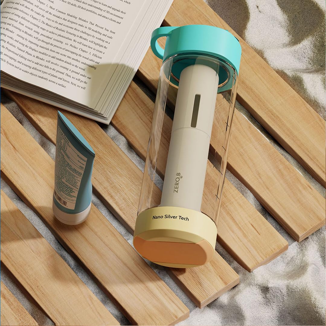 ZeroB H2OHH Portable Water Filter Bottle – 600ml | Removes 99.9% Bacteria & Viruses | Durable TRITAN Material | Instant Purification | Eco-Friendly Travel & Fitness Bottle (CORAL BLOOM) 4