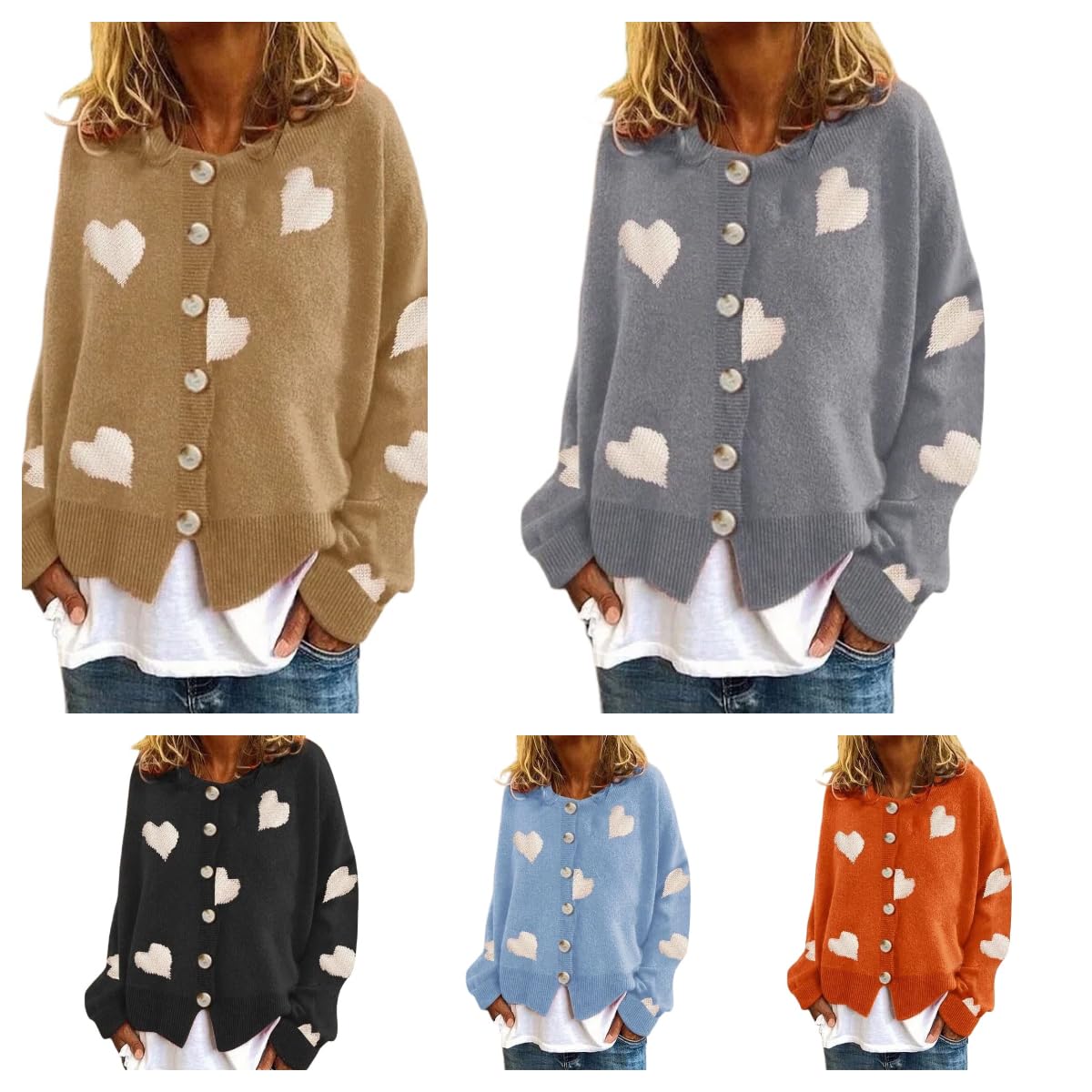 Cárdigans De Mujer Chaleco Cárdigan Corto para Mujer De Punto Transpirable, Mangas Largas, Cierre De Botones En La Parte Delantera, Cuello Redondo, Abrigo De Invierno Suave E Informal, Ideal para Oto
