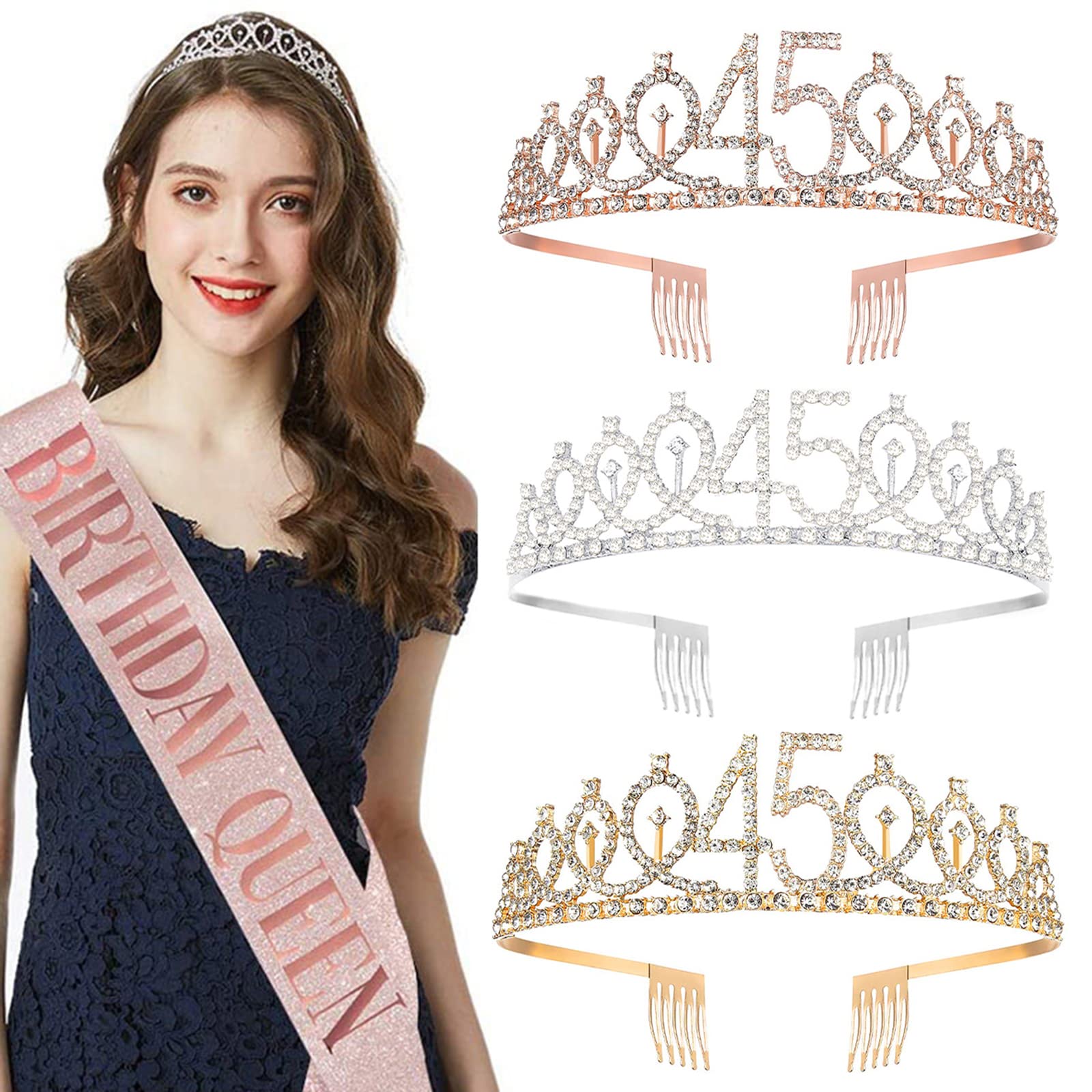 Amazon.com: UVATAHONA 45th Birthday Sash and Tiara for Women 
