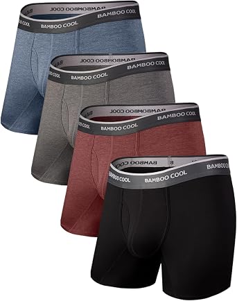 BAMBOO COOL Mens Underwear Boxer Briefs Soft Breathable Underwear 4 or 7 Pack
