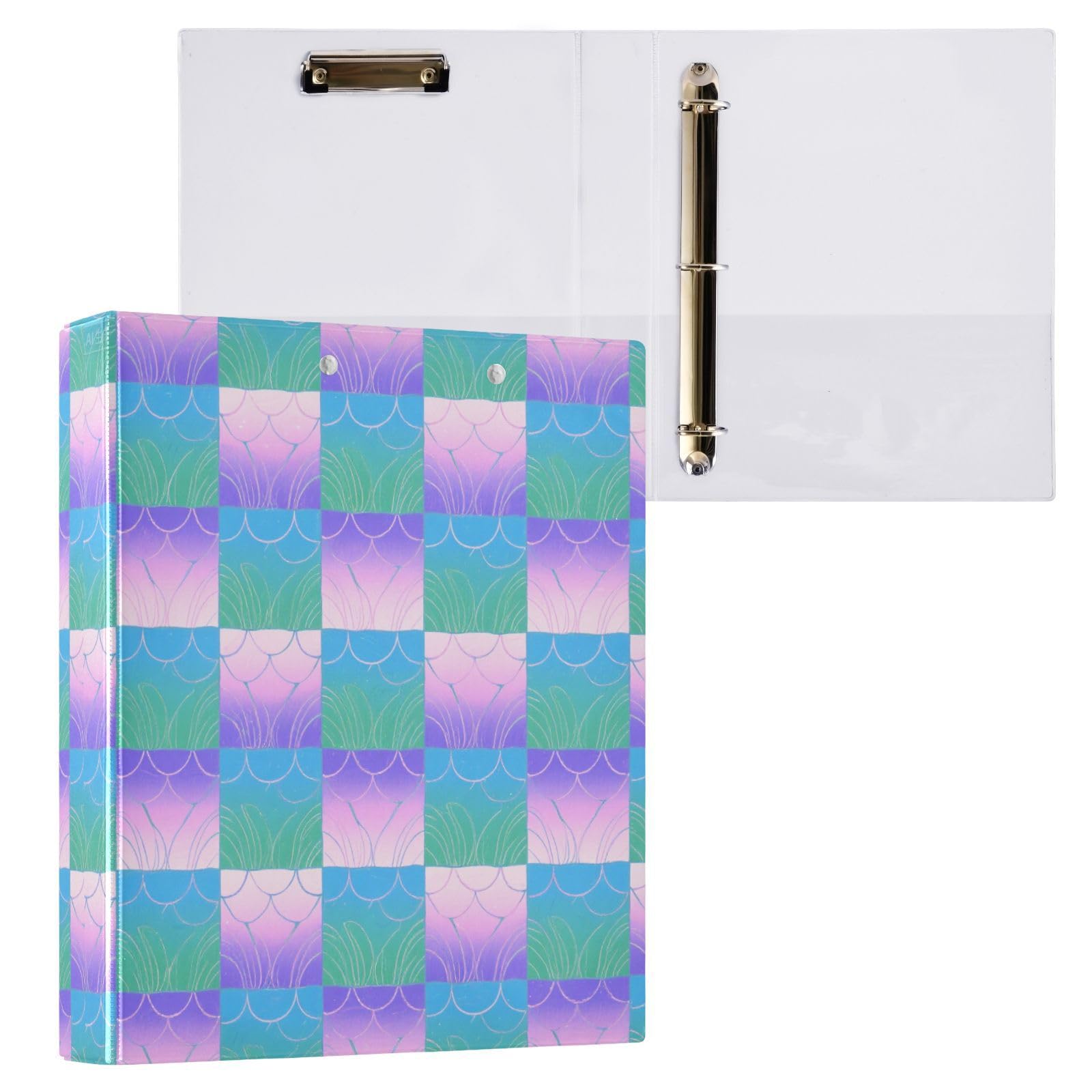 Raccoglitori a scacchi colorati rosa viola da 2,5 cm e mezzo, 3 anelli con copertina tascabile, confezione da 2 raccoglitori da ufficio da 200 fogli