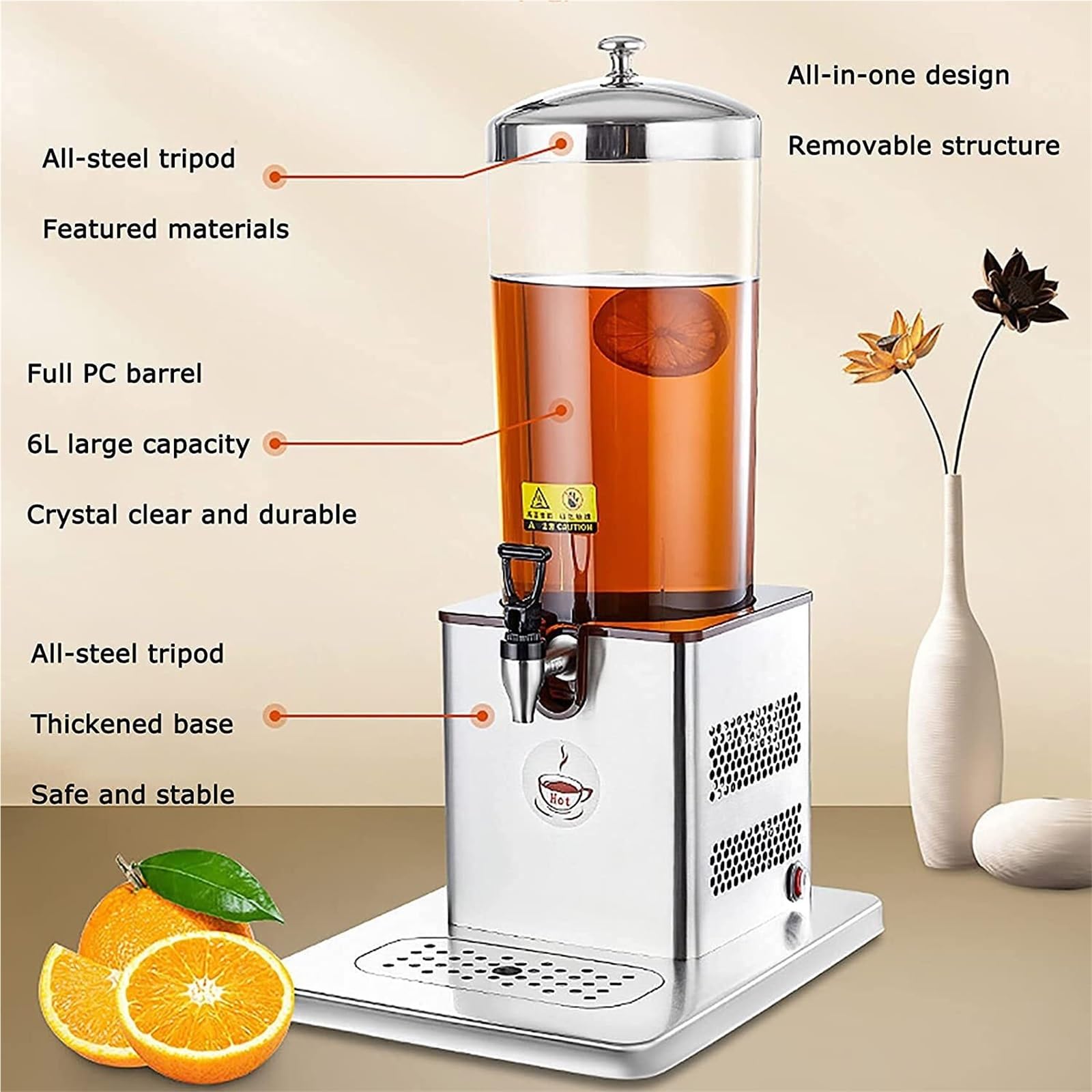 Dispensador De Agua De 6 Litros, Dispensadores De Bebidas Para Fiestas, Dispensadores De Bebidas Comerciales, Bandejas Antigoteo De Acero Inoxidable Para Limonada, Plástico, Color 1 - Calefacción