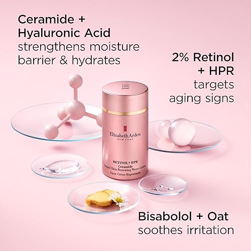 Miniatura 9 de Elizabeth Arden Retinol Serum Wrinkle Filler + HPR Next Generation Retinoid, Ceramide, and Peptide Rapid Skin Renewing Water Day and Night Cream for