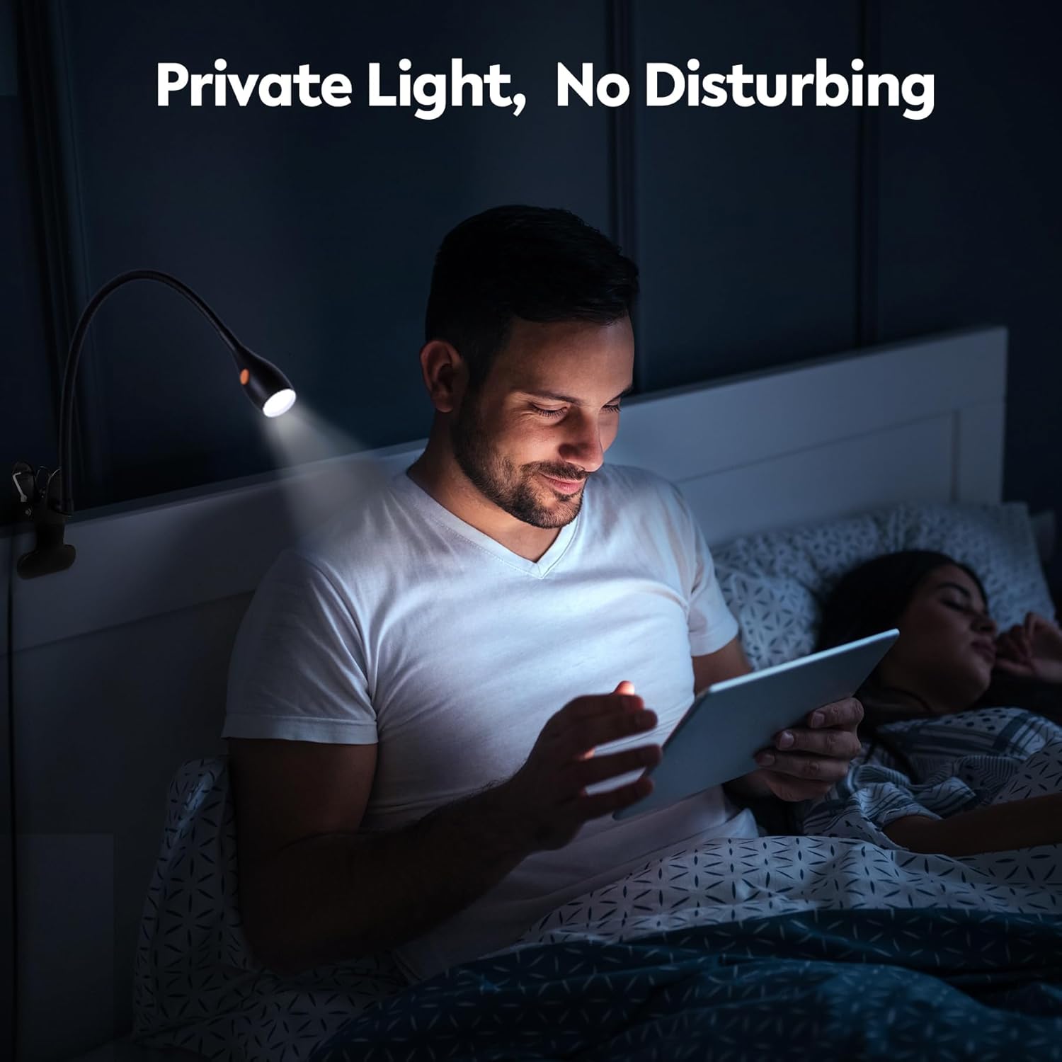 acegoo Minimalist Reading Light for Bed Headboard Dimmable Book Light Clip on Lamp with USB-C Adapter, Flexible Neck & Handy Lamp Head Switch, CRI 95+