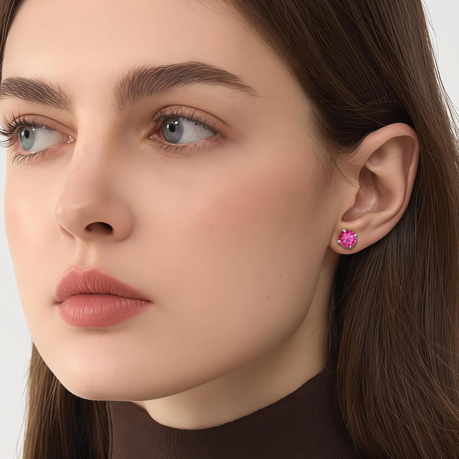 Titanium Screw Back Stud Earrings for Women Men, Hypoallergenic Double Side 5A Cubic Zirconia Flat Back Earrings Birthstone Stud Jewelry 6mm - Image 2