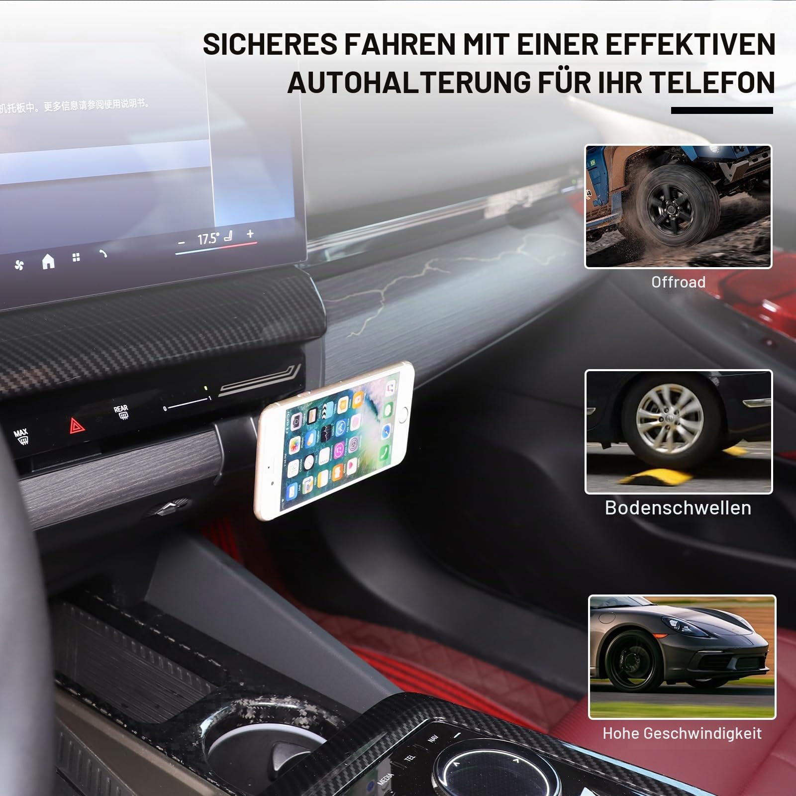 Magnetische Handyhalterung kompatibel mit BMW 5er G60 G61 Baujahr 2024 2025, Lüftungsgitter Halterung mit Kugelkopf 360° drehbar für alle Smartphones
