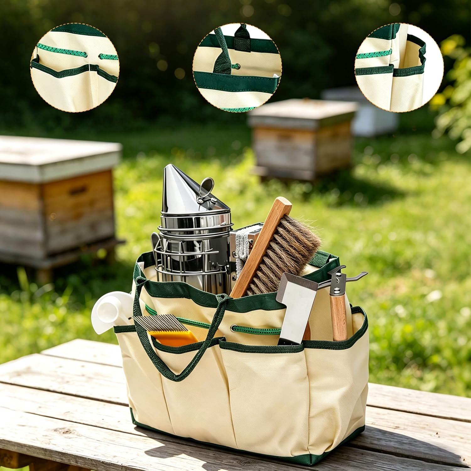 Set di accessori per apicoltura, 12 pezzi, con gancio a J, spazzola per api, morsetto per telaio, accessori per apicoltura, strumenti per principianti e professionisti