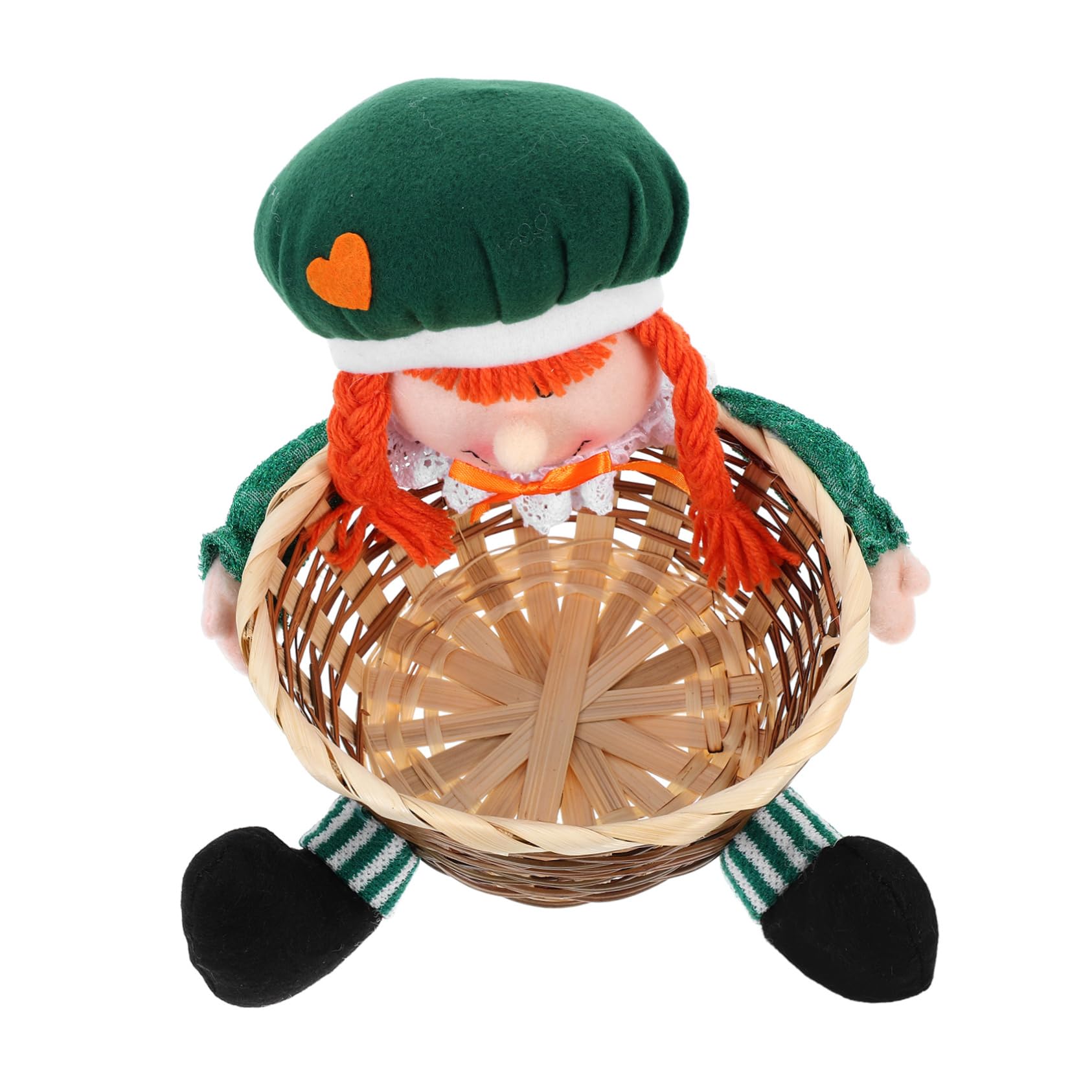 Patrick Day Plush Gnome Candy Basket Handmade Shamrock Storage Container for Irish Festival Table Decor and Party Supplies Unique Design for Holiday Celebrations