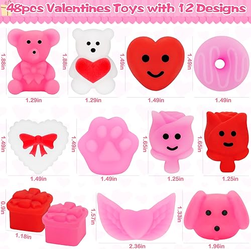 Miniatura 6 de 48 piezas de regalos para el día de San Valentín para niños, juego de recuerdos de fiesta del día de San Valentín, juguetes esponjosos de San