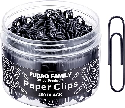Large Paper Clips, 2 Inch Black Paper Clip, 200 pcs Jumbo Paperclips