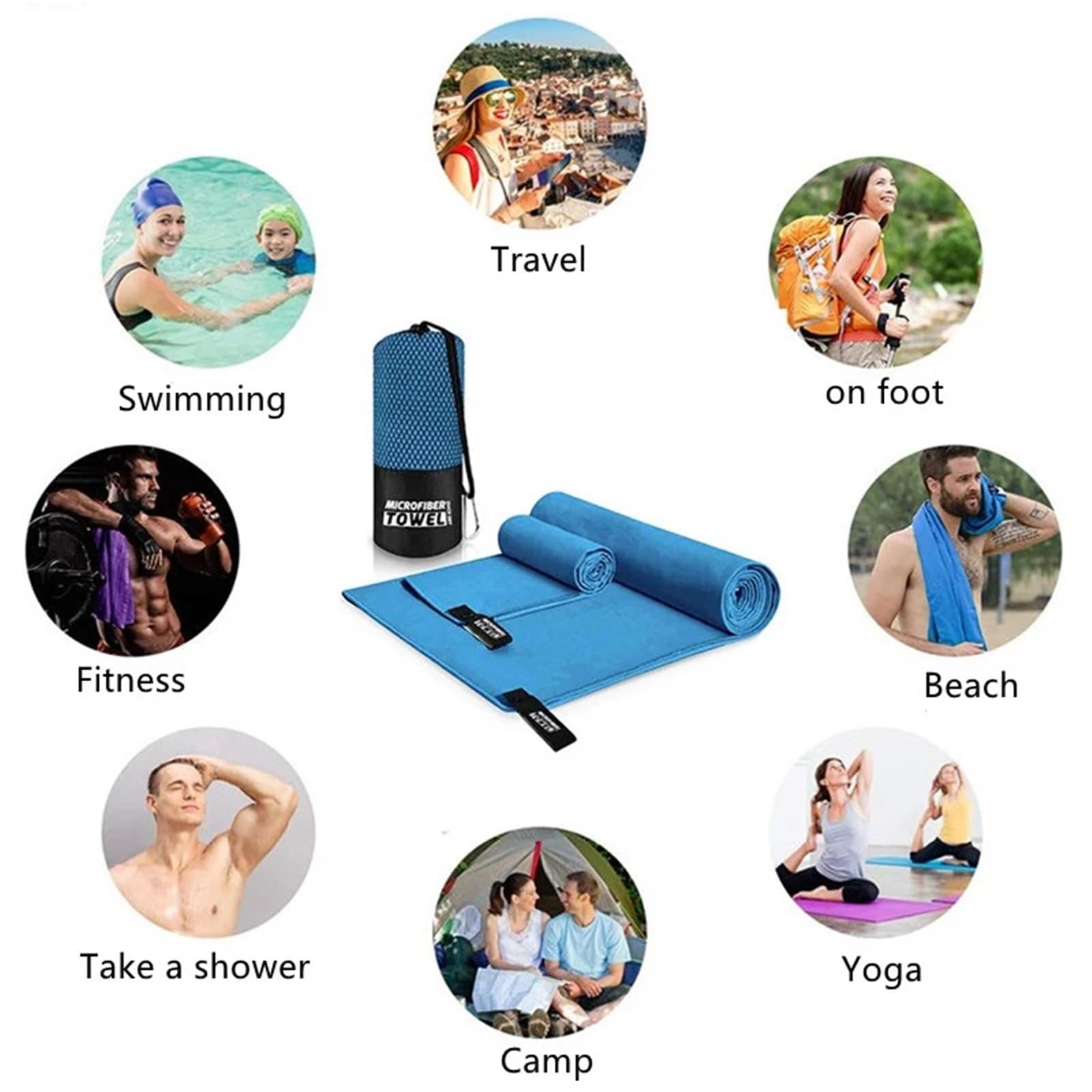 Sporthandtuch Mikrofaser Quick Dry Sport Strand Handtuch Schwimmen Yoga Meer Große Handtücher(Color 14,76x152cm)