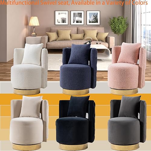 Miniatura 6 de Silla de terciopelo para tocador, moderna silla de oficina con respaldo curvado y base de metal dorado, taburete de maquillaje tapizado con almohada