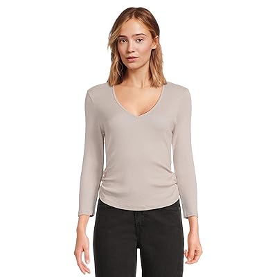 Michael Stars Sylvie V Neck Shirred Sides T Shirts Women
