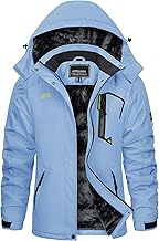 KEFITEVD Winterjacke Damen Warm Gefüttert Übergangsjacke Fleece Dicke Skijacke mit Abnehmbarer Kapuze und Reißverschlusstaschen Winddicht Winter Snowboardjacke